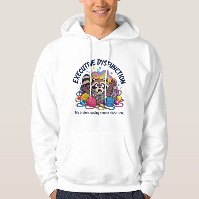 Funny Neurodivergent Raccoon Meme - Brain Loading Hoodie (Front)