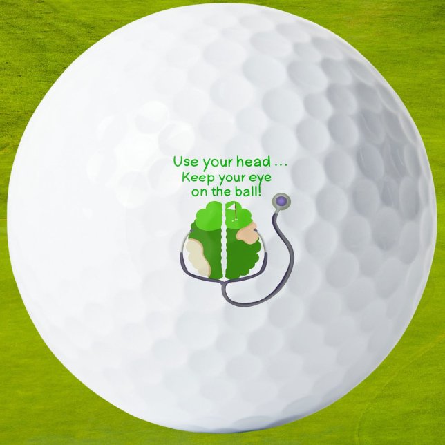 Funny Neurologist Golf Brain with Stethoscope Golf Balls (Unique Golf Gift for Doctors, Neurology Students, and Medical Golf Lovers.)