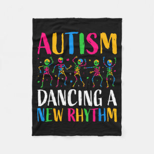 Funny New Autism Skeleton Dancing Rhythm Autism Fleece Blanket