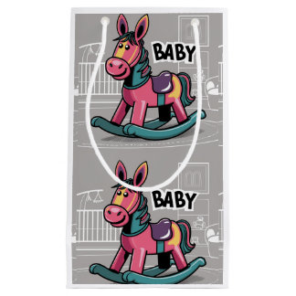 Funny New Baby Rocking Horse Abstract Small Gift Bag