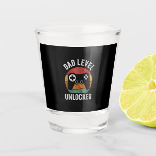 Funny New Dad Dad Level Unlocked Day Gaming Shot Glass