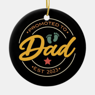 Funny New Dad Jokes Dad Est 2023 First Dad Ceramic Tree Decoration