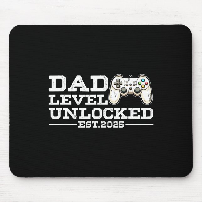 Funny New Dad Level Unlocked 2025 Video Game Fathe Mouse Pad (Front)