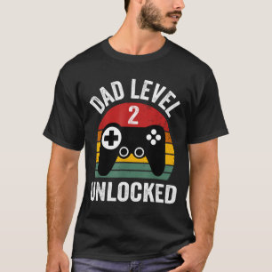 Funny New Dad Shirt Dad Level 2 Unlocked For 2 Kid