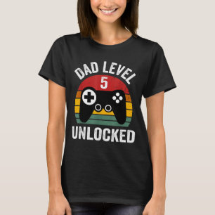Funny New Dad Shirt Dad Level 5 Unlocked For 5 Kid