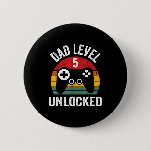 Funny New Dad Shirt Dad Level 5 Unlocked For 5 Kid 6 Cm Round Badge