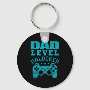 Funny New Dad Shirt Dad Level Unlocked Day Tee Shi Key Ring