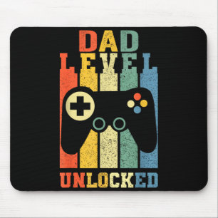 Funny New Dad Shirt Dad Level Unlocked Day Tee Shi Mouse Pad