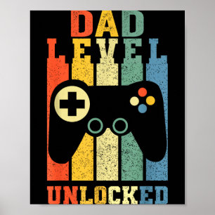 Funny New Dad Shirt Dad Level Unlocked Day Tee Shi Poster