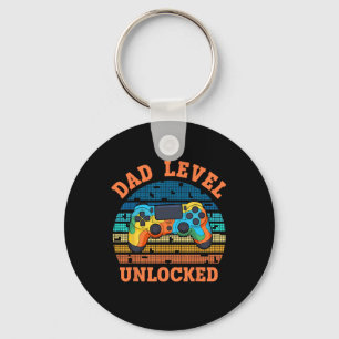 Funny New Dad Shirt Dad Level Unlocked Gaming Game Key Ring