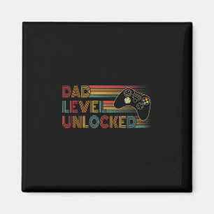 Funny New Dad Shirt Dad Level Unlocked Gaming Game Magnet
