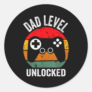 Funny New Dad Shirt Dad Level Unlocked Tee Shirt G Classic Round Sticker