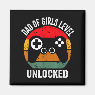 Funny New Dad Shirt Dad Of Girls Level Unlocked Te Magnet
