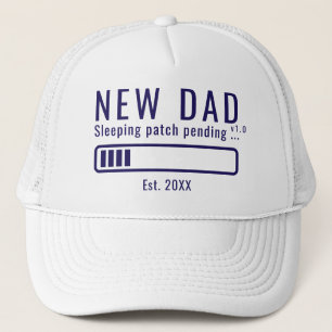 Funny New Dad Sleeping Patch Pending Blue Est. Trucker Hat