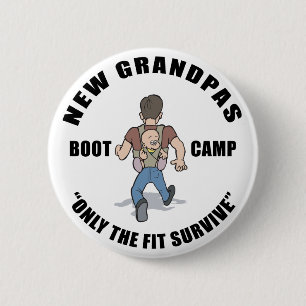 Funny New Grandpa Boot Camp 6 Cm Round Badge