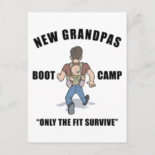Funny New Grandpa Boot Camp Postcard