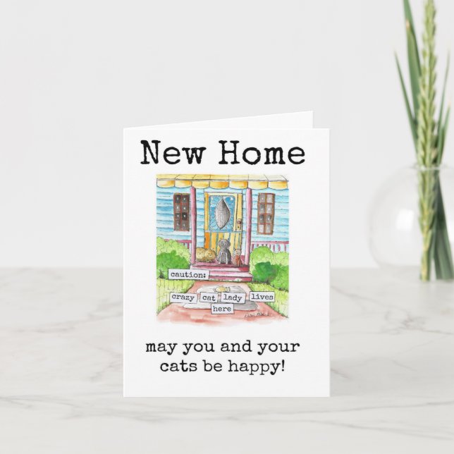 Funny New Home Card for Cat Lady (Front)