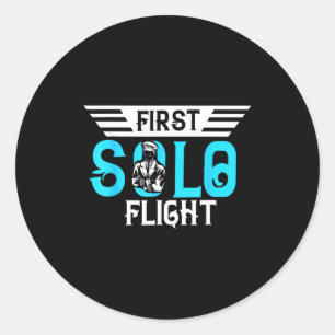 Funny New Lot Design First Solo Flight Aircraft Lo Classic Round Sticker