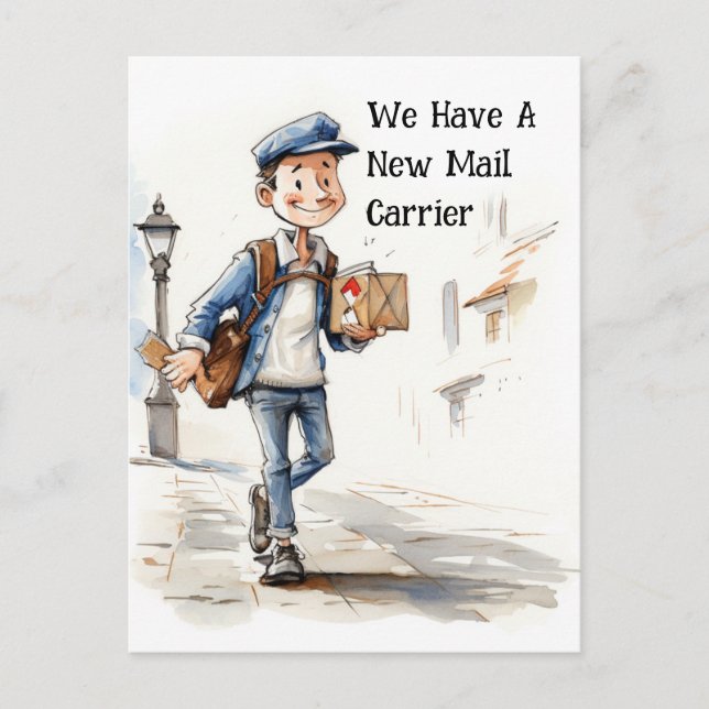 Funny New Mail Carrier Moving Announcement Postcard (Front)