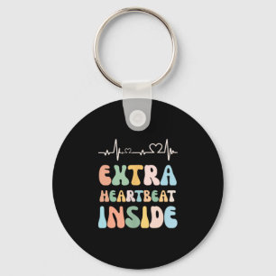 Funny New Mom Extra Heartbeat Inside Pregnancy Ann Key Ring