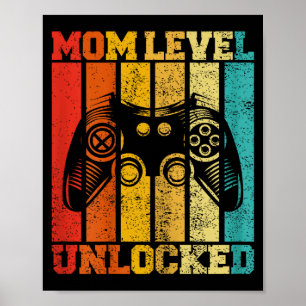 Funny New Mom Level Unlocked Gaming Pregnancy Anno Poster