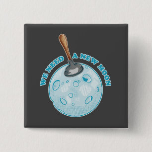 Funny new moon astronomy 15 cm square badge