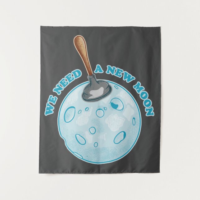 Funny new moon astronomy tapestry (Front)