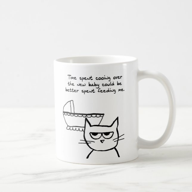 Funny New Mum Mug - The Cat is Jealous of Baby (Right)