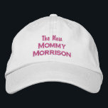 Funny New Mummy New Baby Custom Mum Last Name Embroidered Hat<br><div class="desc">Surprise the new mum (or mother to be) with this cool baseball style cap that features a text design that reads "The New Mummy Morrison" (insert custom last name). Pictured above is pink text on a khaki cap but you can easily change the text and cap colours to your liking....</div>