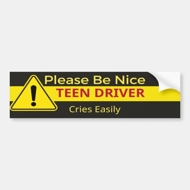 Funny New Teen Driver Bumper Sticker (Front)