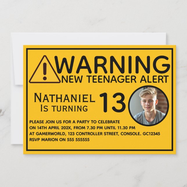 Funny New teenager 13th Birthday Invitation (Front)