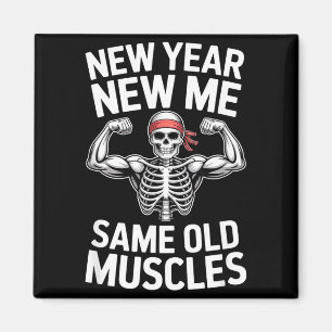 Funny New Year Gym Skeleton Resolution Workout Hum Magnet
