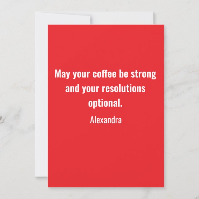 Funny New Year Same Me Minimal Red Greeting Card (Back)