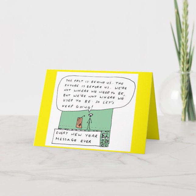 Funny New Year Speech Cartoon Holiday Card (Front)
