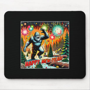 Funny New Years Eve 2024 Bigfoot And Fireworks Hum Mouse Pad