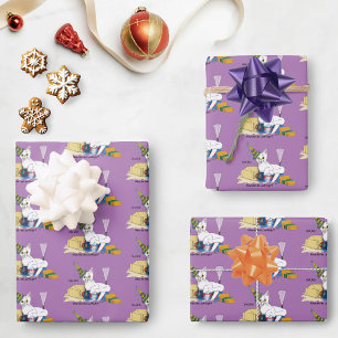 Funny New Year's Eve Aftermath White Cat Wrapping Paper Sheet