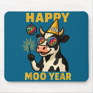 Funny New Years Eve Cow Nye Party Farm Animal Moo  Mouse Pad