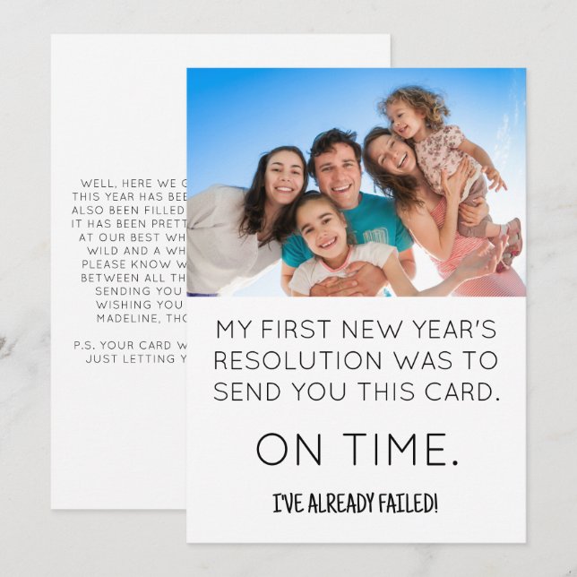 Funny New Years Resolution Happy New Year Card (Front/Back)