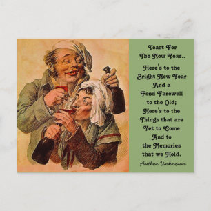 Funny New Year's Toast Couple Toasting Postcards