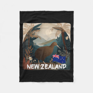 Funny New Zealand Kiwi Animal Costume Fleece Blanket