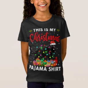 Funny Newfoundland Dog Christmas Lights Puppy Dog  T-Shirt