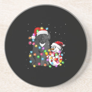 Funny Newfoundland Dog   Christmas Snowman Light Coaster