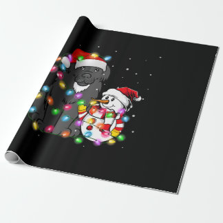 Funny Newfoundland Dog | Christmas Snowman Light Wrapping Paper