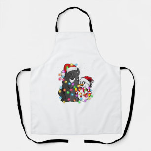 Funny Newfoundland Dog Christmas Tee Snowman Light Apron