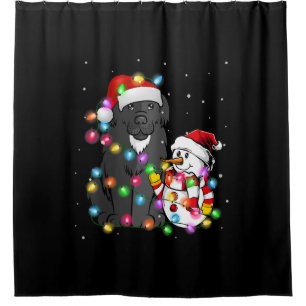 Funny Newfoundland Dog Christmas Tee Snowman Light Shower Curtain