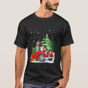 Funny Newfoundland Dog Santa Hat Santa Driving Chr T-Shirt
