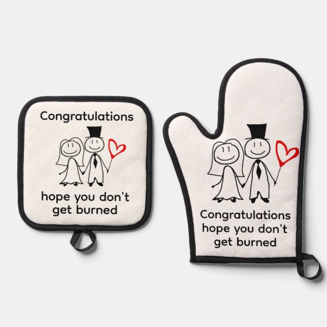 Funny Newlywed Oven Mitt & Pot Holder Set (Front)
