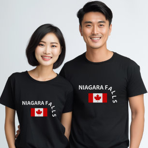 Funny Niagara Falls Waterfall Canadian Flag Dark T-Shirt