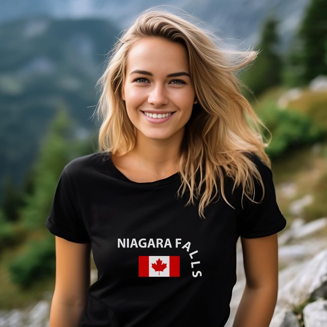 Funny Niagara Falls Waterfall Canadian Flag Dark T-Shirt (Creator Uploaded)