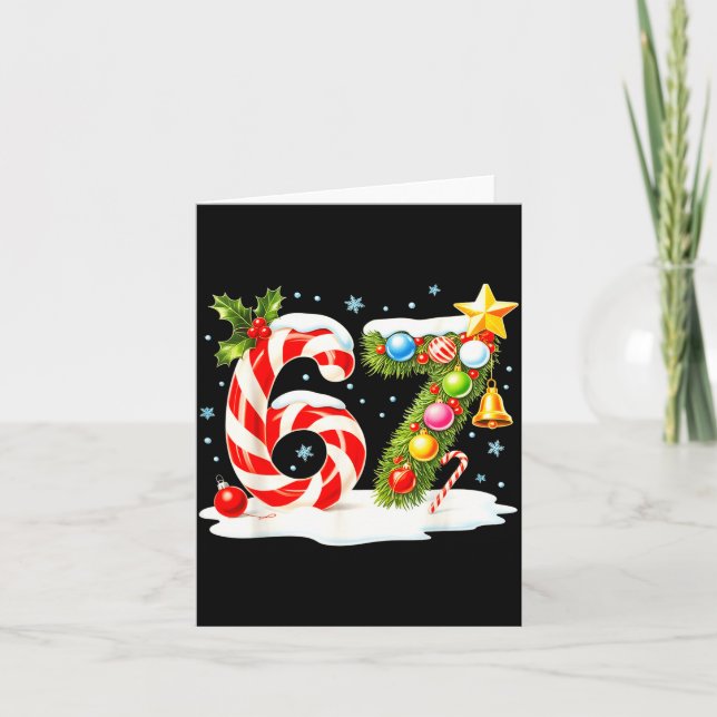 Funny Nice Naughty 6 7 Christmas 67 Meme Xmas Boys Card (Front)